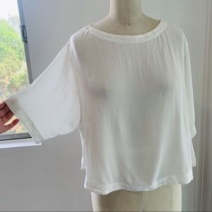 H&M Cropped White Short Sleeve Minimalist Blouse